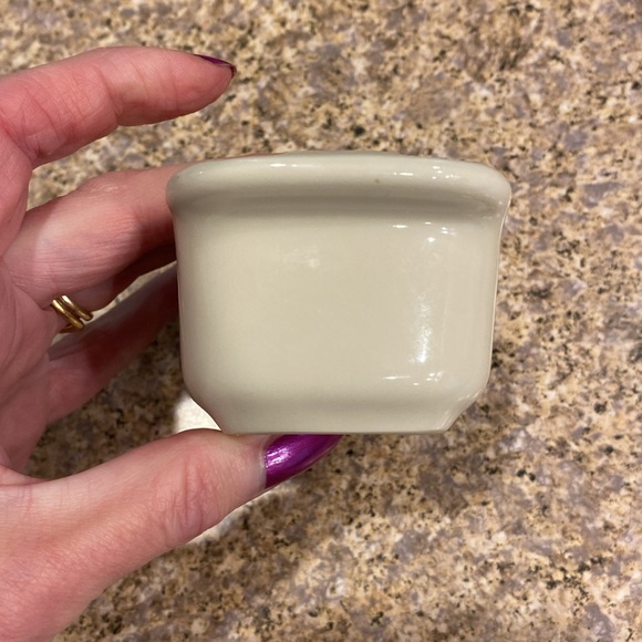 Longaberger Mini Pottery Sweetener Sugar Packet Holder Ivory and Green Vintage - Picture 11 of 17